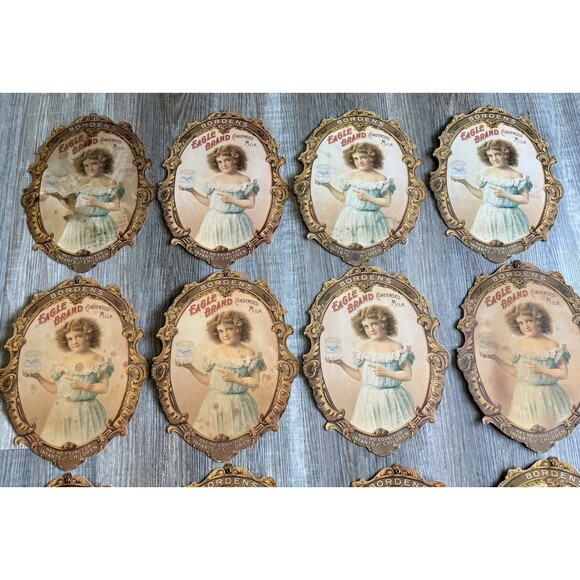 Bordens Condensed Milk Eagle Brand Cardboard Paper Advertising Sign Lot Of 12 - Picture 2 of 4